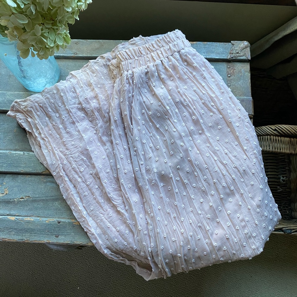 Mikarose Maxi Skirt | Swiss Dot Maxi Skirt | Pale Pink/Blush | Size Small